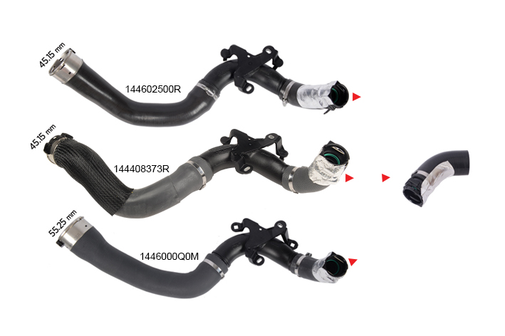 TURBO HOSE EXCLUDING PLASTIC PIPE SMALL HOSE SHOWN WITH ARROW - 144602500R