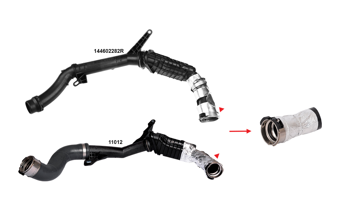 TURBO HOSE EXCLUDING PLASTIC PIPE SMALL HOSE SHOWN WITH ARROW - 144604018R - 144609034R - 144608294R - 144602282R