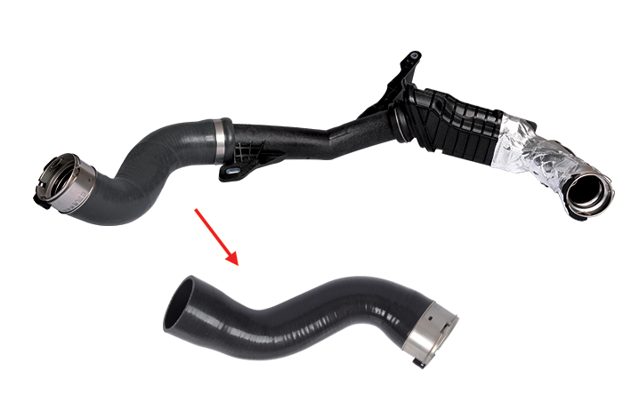 TURBO HOSE EXCLUDING PLASTIC PIPE BIG HOSE SHOWN WITH ARROW - 144604018R - 144609034R - 144608294R