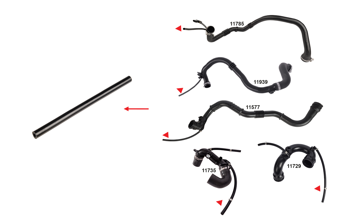 TURBO PIPE HOSE 5mm x 11mm = 26cm HOSE SHOWN WITH ARROW - 8200166828 - 144608558R - 8200296598 - 8200290500 - 2232000QAB - 8200404193 - 8200136780 - 8200290501 - 8200729164 - 8200770644 - 8200248529 - 8200248814