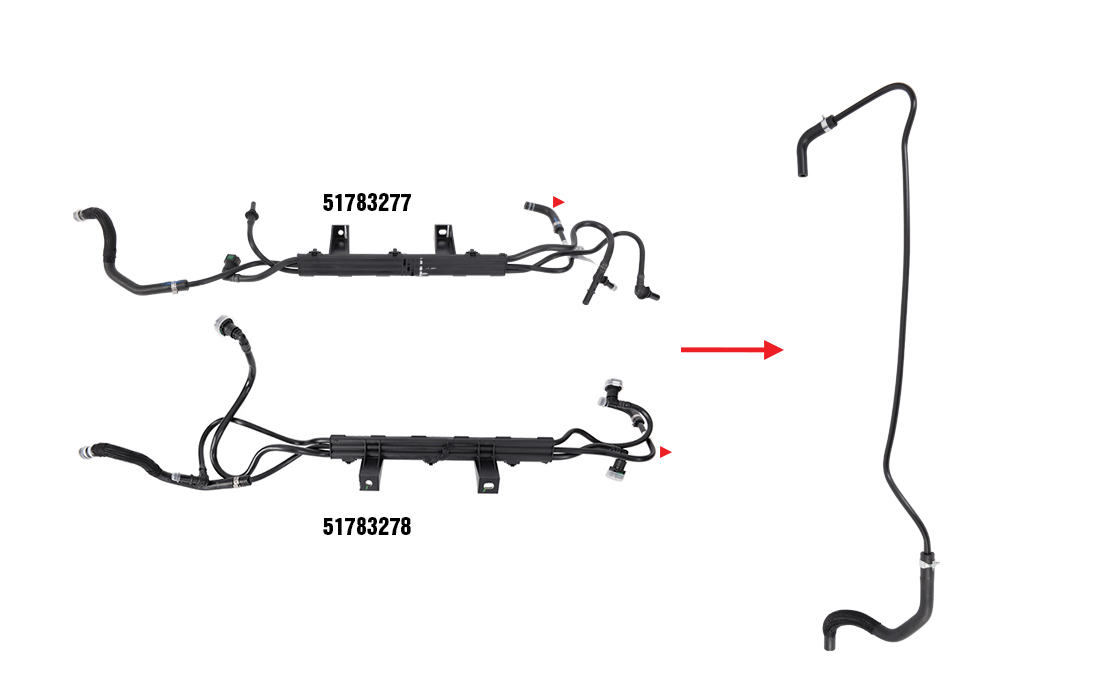 FUEL PIPE EXCLUDING BRACKET - 51783277 - 51783278 - 51755592 - 51764487