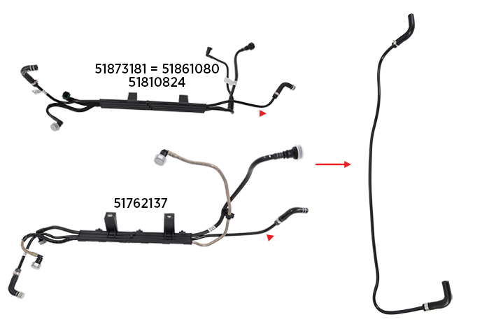 FUEL PIPE EXCLUDING BRACKET - 51873181 - 51861080 - 51762137 - 51810824