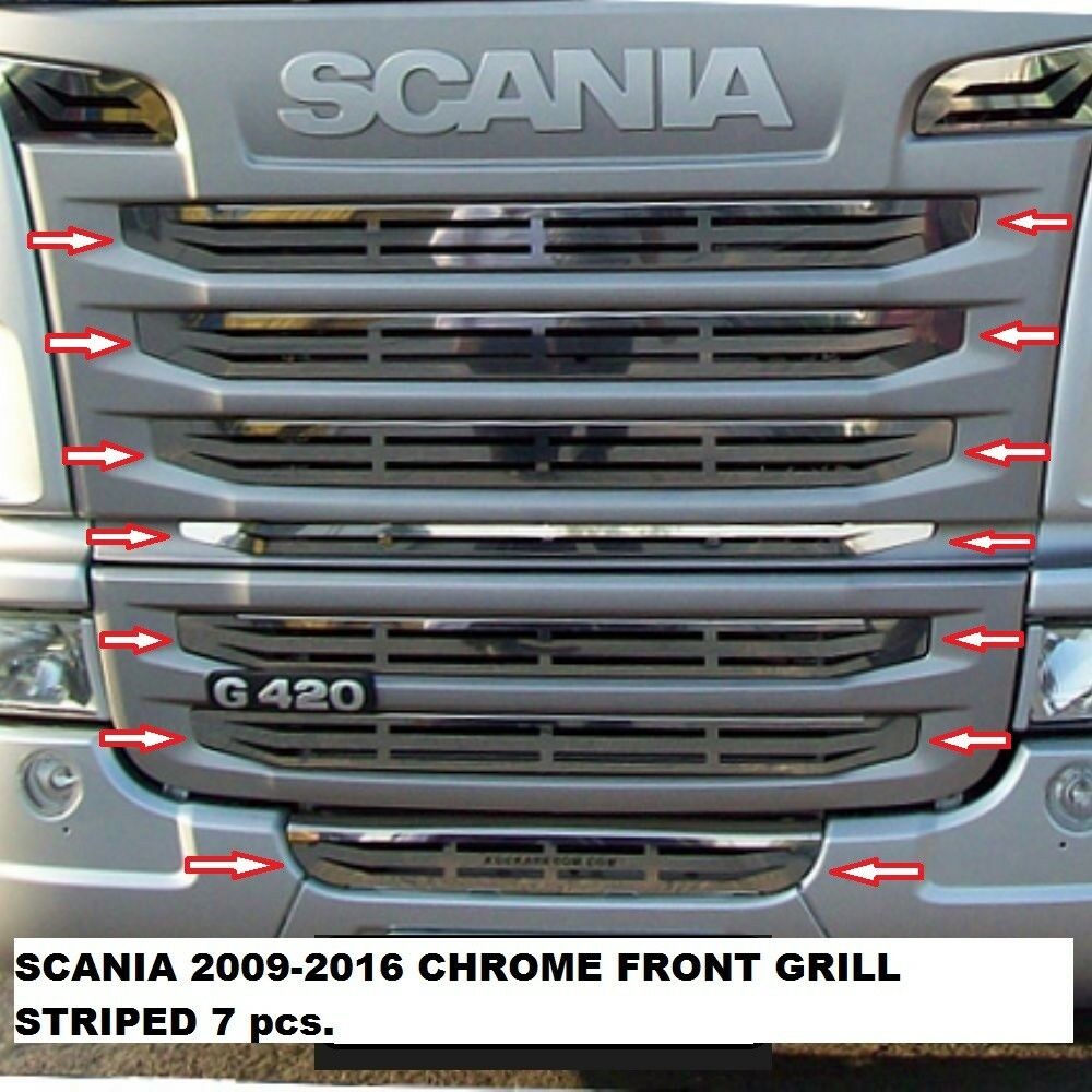 Scania G420 G440 Chrome Front Grill 9 pcs Stainless Steel 2009-2016
