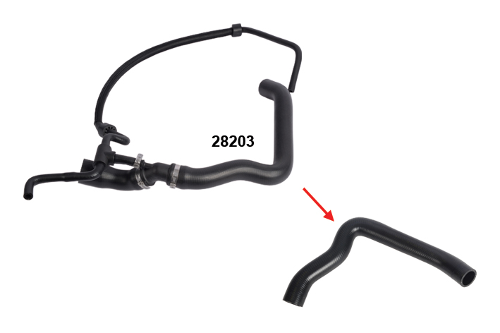 RADIATOR UPPER HOSE HOSE SHOWN WITH ARROW - 2D0122101A - 2D0122101D