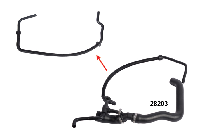 RADIATOR UPPER HOSE HOSE SHOWN WITH ARROW - 2D0122101A