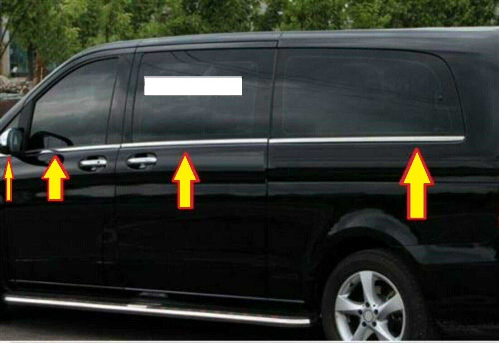 Mercedes VITO W447 Metris  2014+ 8pcs Chrome Windows Trim Cover medium chassis S.steel L1-L2