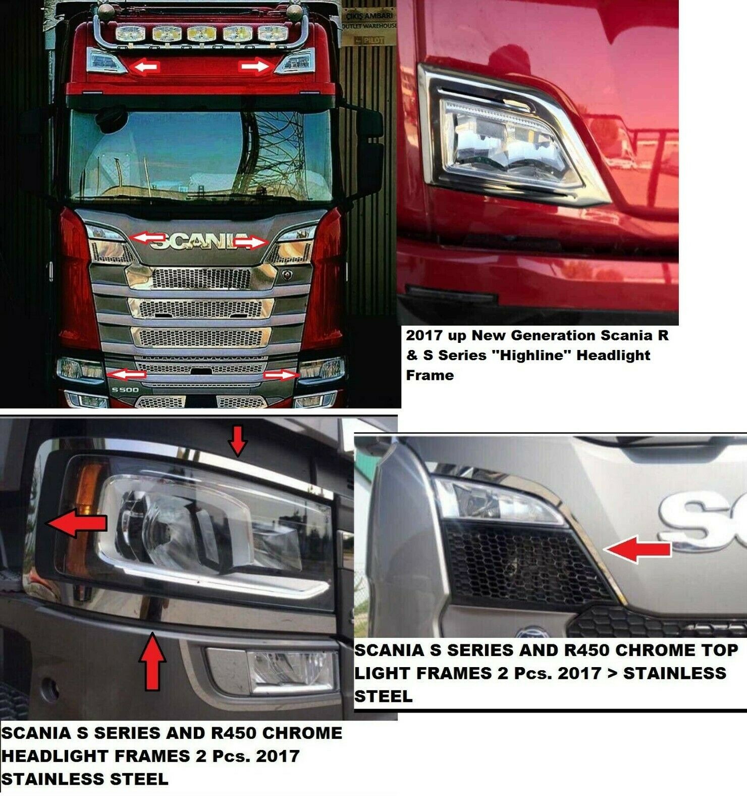 2017 up New Generation Scania R & S Series Chrome set 6 pcs