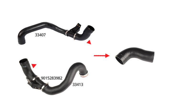 TURBO HOSE EXCLUDING PLASTIC PIPE SMALL HOSE SHOWN WITH ARROW - 9015284782 - 9015283582