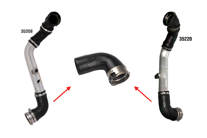 TURBO HOSE EXCLUDING METAL PIPE HOSE SHOWN WITH ARROW - 11617799400 - 11617797707 - 11617789963 - 11617797697 - 11617791664 - 11617799401