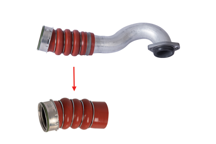 TURBO HOSE EXCLUDING METAL PIPE HOSE SHOWN WITH ARROW - 11617823961 - 11617796291