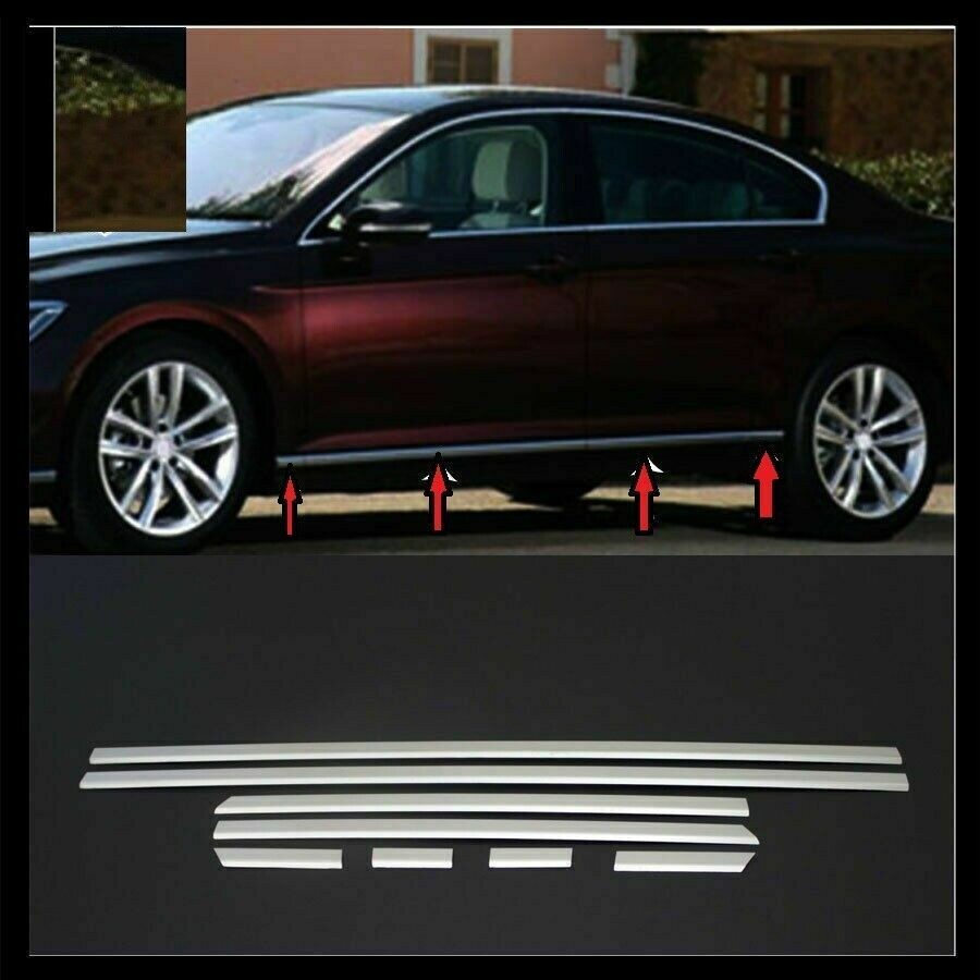 Volkswagen Passat B8 Saloon 2014 up Chrome Side Door Streamer 8 pcs S.STEEL