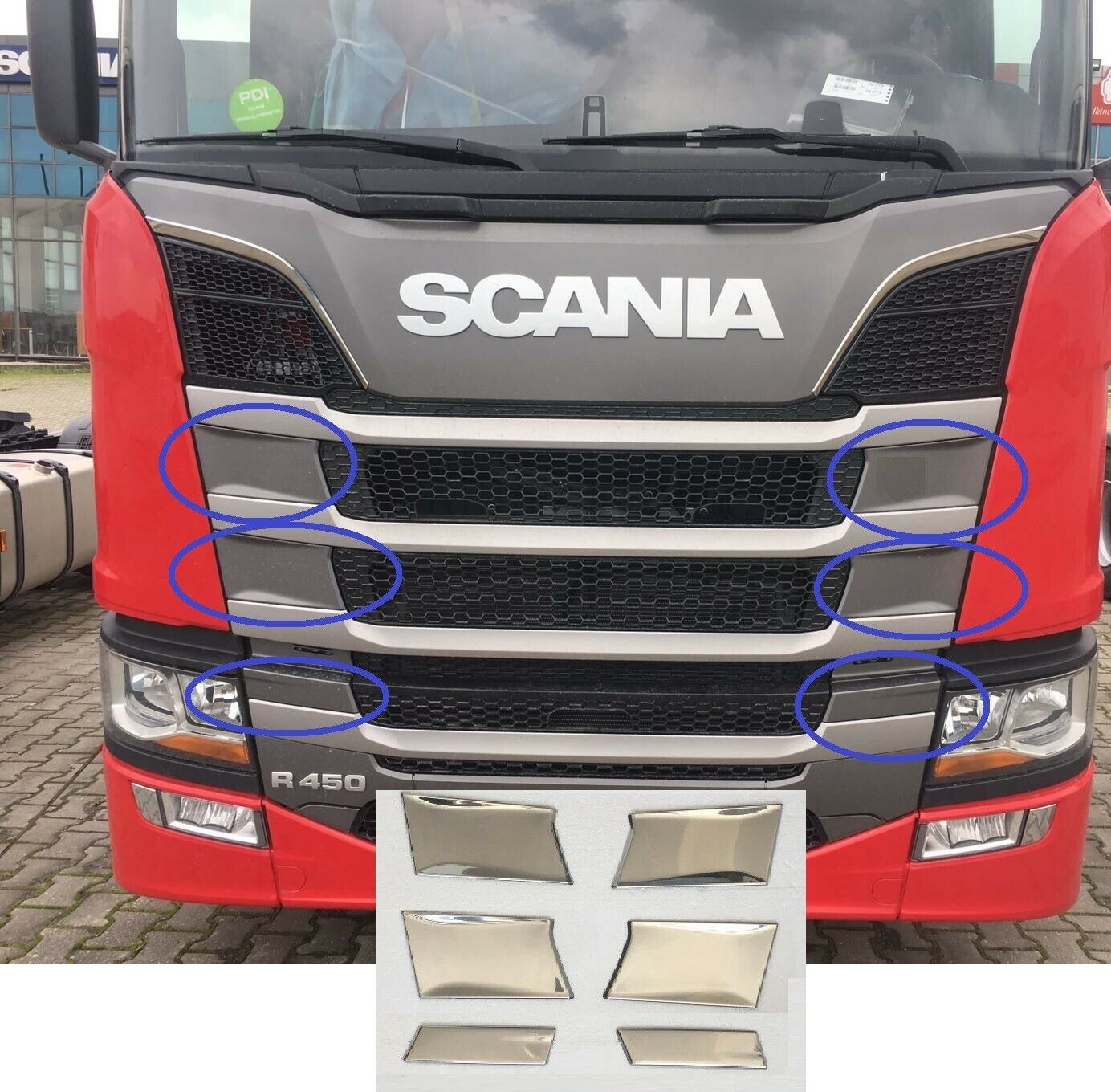 2017Up SCANIA 'R' SERIES  CHROME FRONT GRİLL 8PCS STAINLESS STEEL 