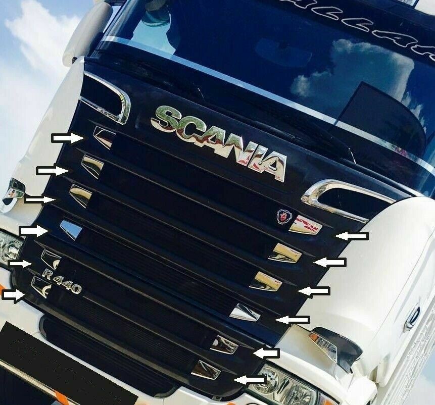 Scania New Streamline Chrome Front Grill Side Parts 12 pieces Stainless Steel
